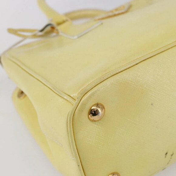 PRADA Hand Bag Patent leather Beige Gold